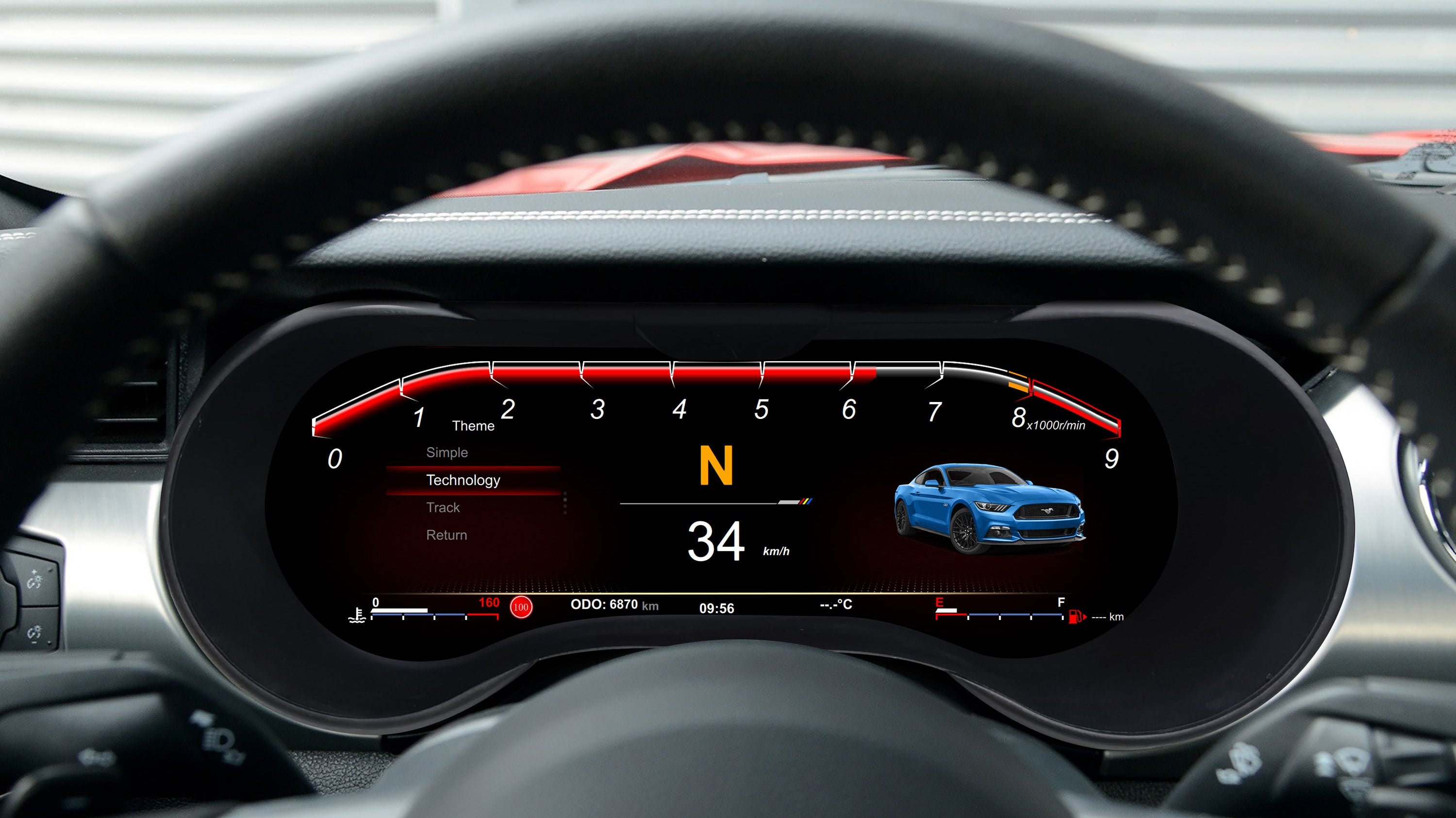 mustang digital cluster ;Mustang LCD instrument panel test mold installation