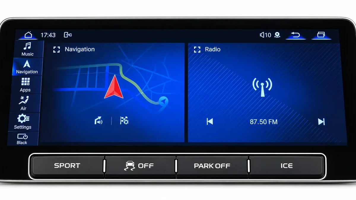 Drimatt Maserati GT head unit upper display on a white background
